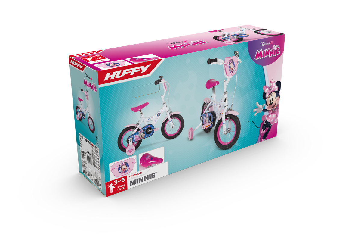 Disney Minnie Kinderfiets - Meisjes - 12 inch - Wit/Roze - Twee handremmen