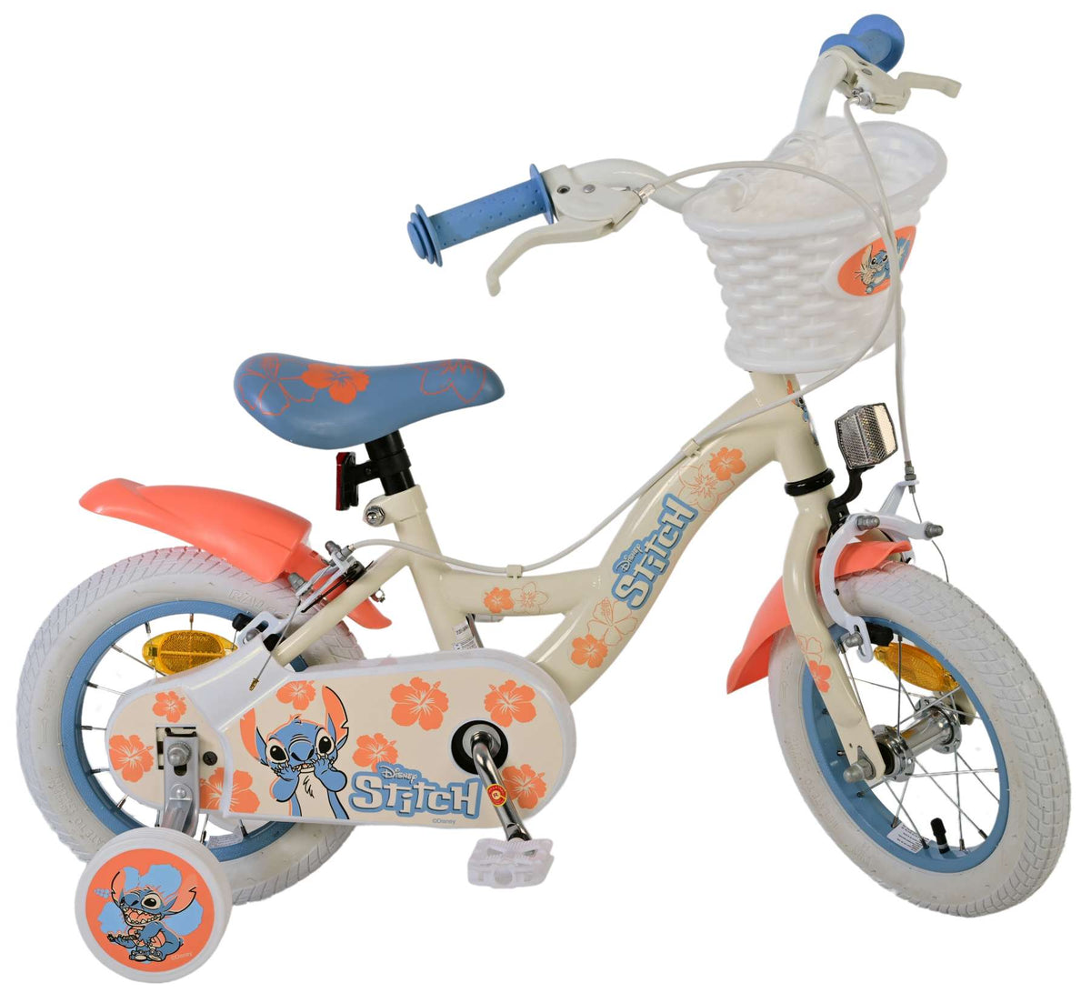 Koala Kinderfiets - Meisjes - 12 inch - Twee handremmen - Crème Koraal Blauw