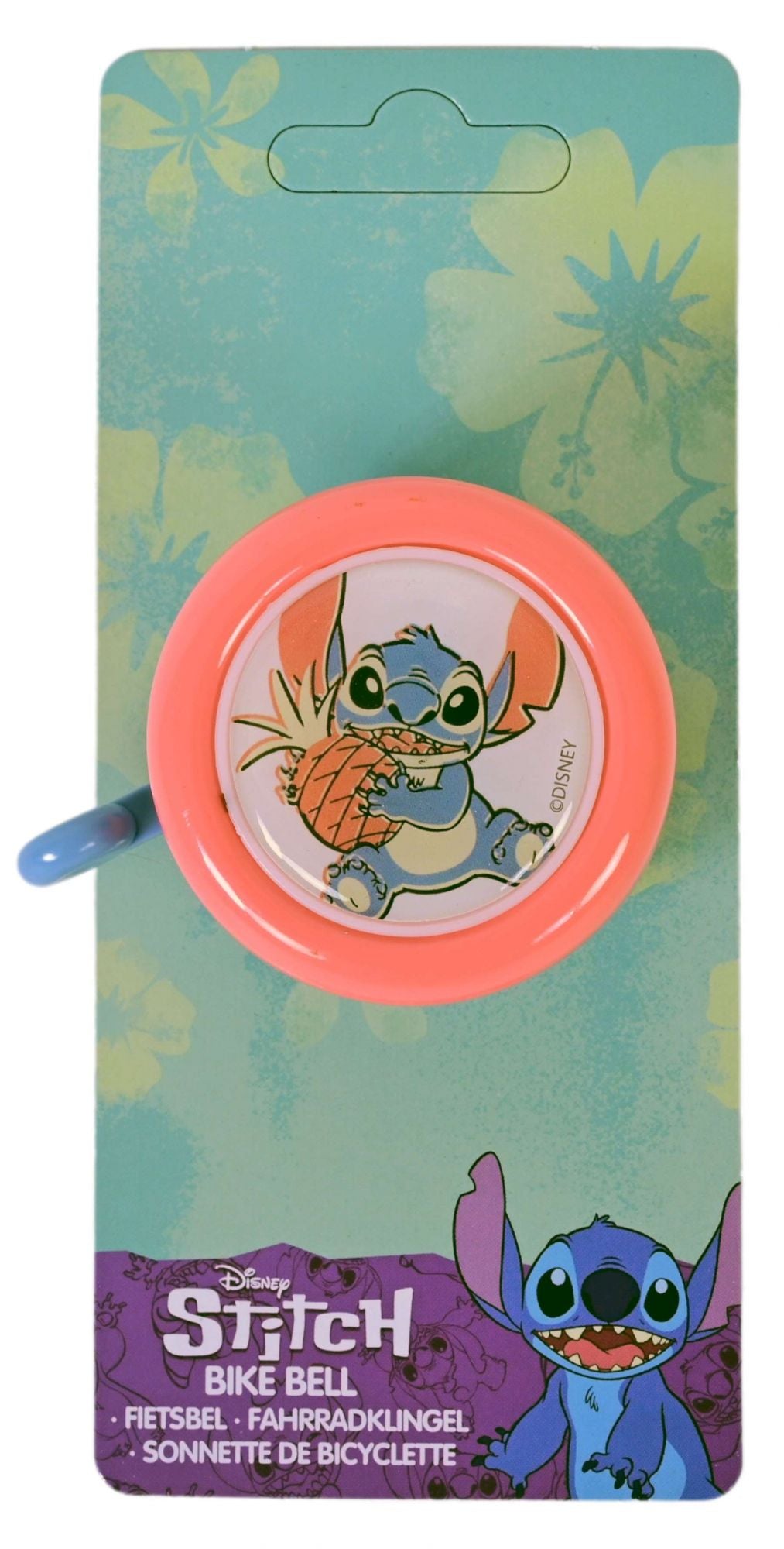Disney Stitch Fietsbel - Roze / Koraal Blauw
