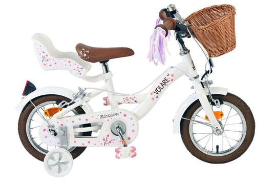 Volare Blossom Kinderfiets - Meisjes - 12 inch - Wit - Twee handremmen