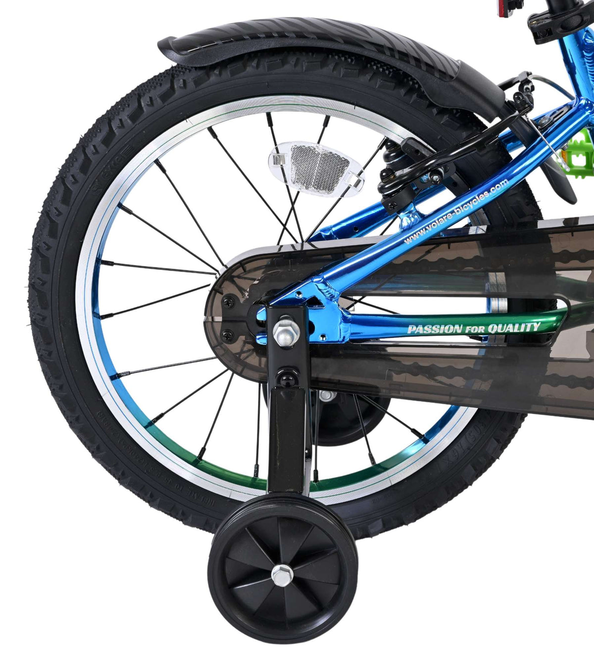 Volare Chrome Kinderfiets - Jongens - 16 inch - Blauw Groen - Twee Handremmen