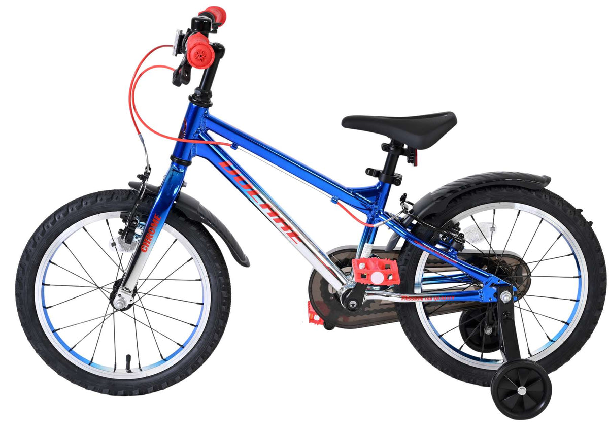 Volare Chrome Kinderfiets - Jongens - 16 inch - Blauw Zilver - Twee Handremmen
