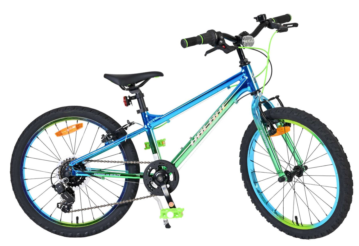 Volare Chrome Kinderfiets - Jongens - 20 inch - Blauw Groen - 6 versnellingen - Twee handremmen
