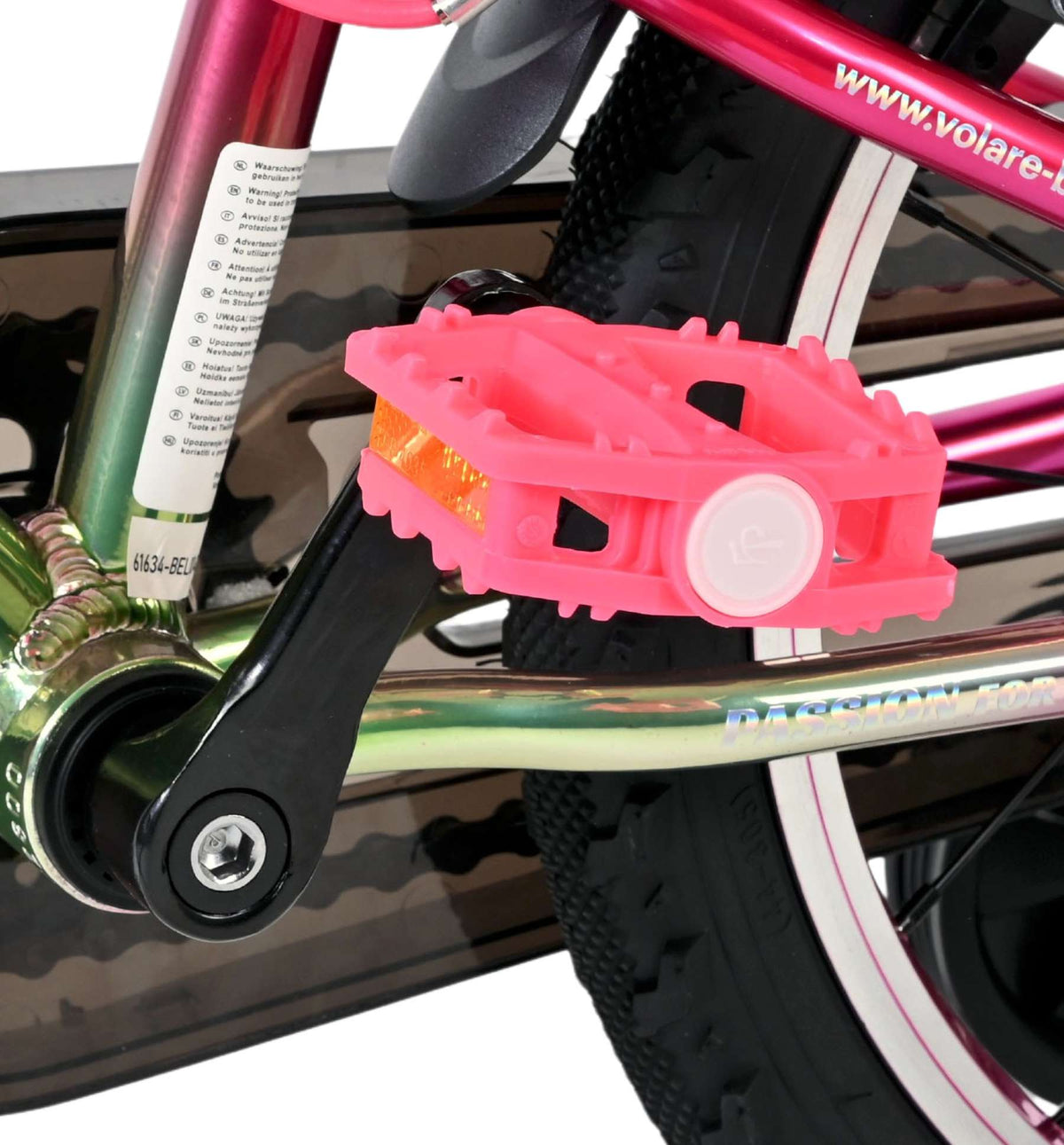 Volare Chrome Kinderfiets - Meisjes - 16 inch - Roze Groen - Twee Handremmen