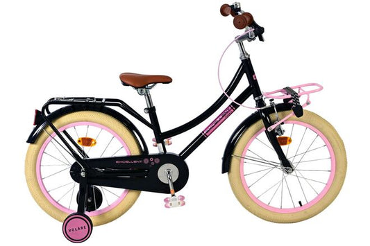 Volare Excellent Kinderfiets - Meisjes -18 inch - Zwart - 95% afgemonteerd