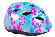 Volare Kinder Fietshelm - XS - Blauw Roze Bloemetjes - 47-51 cm - extra klein model