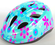 Volare Kinder Fietshelm - XS - Blauw Roze Bloemetjes - 47-51 cm - extra klein model