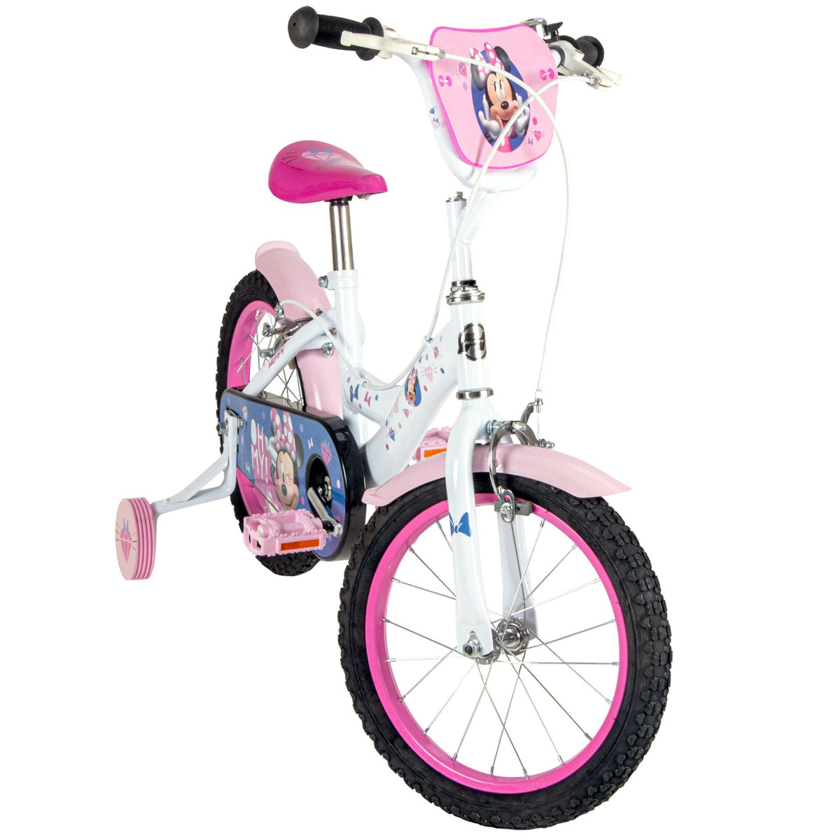 Disney Minnie Kinderfiets - Meisjes - 16 inch - Wit Roze - Twee handremmen