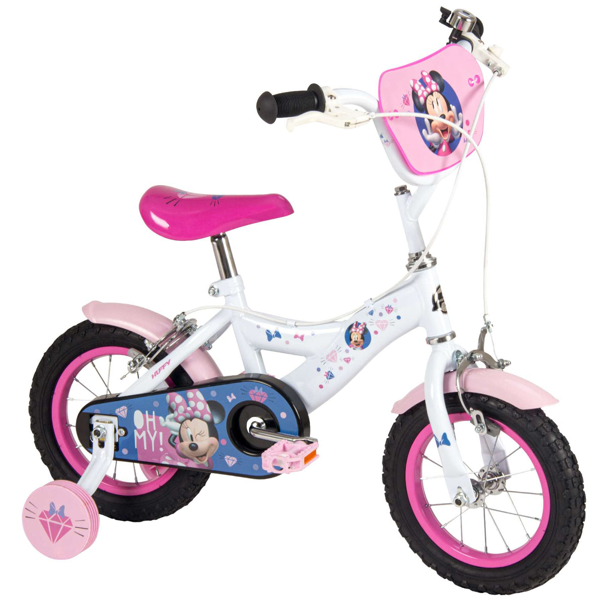 Disney Minnie Kinderfiets - Meisjes - 12 inch - Wit/Roze - Twee handremmen