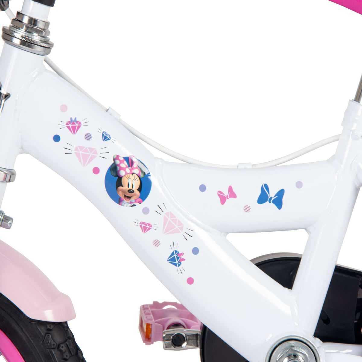 Disney Minnie Kinderfiets - Meisjes - 12 inch - Wit/Roze - Twee handremmen