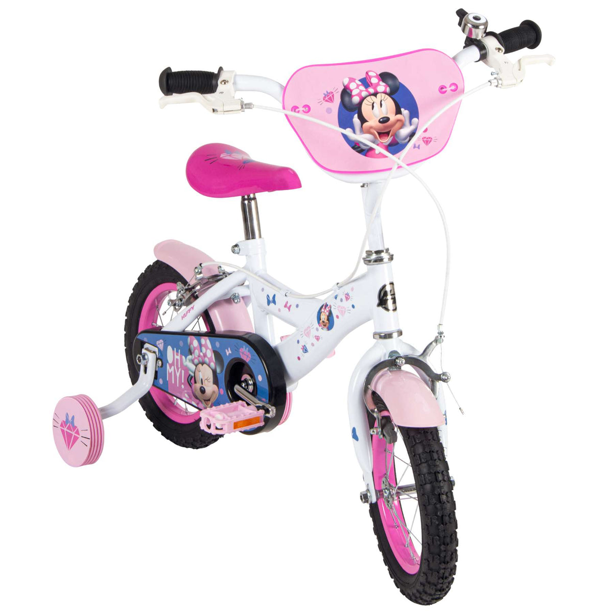 Disney Minnie Kinderfiets - Meisjes - 12 inch - Wit/Roze - Twee handremmen