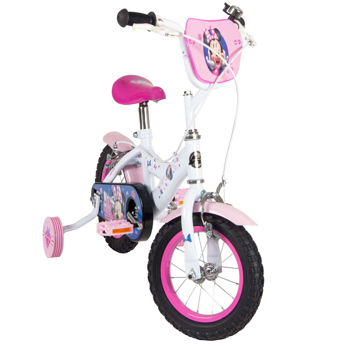 Disney Minnie Kinderfiets - Meisjes - 12 inch - Wit/Roze - Twee handremmen
