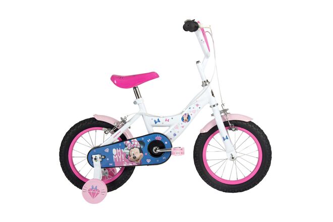 Disney Minnie Kinderfiets - Meisjes - 14 inch - Wit Roze - Twee handremmen
