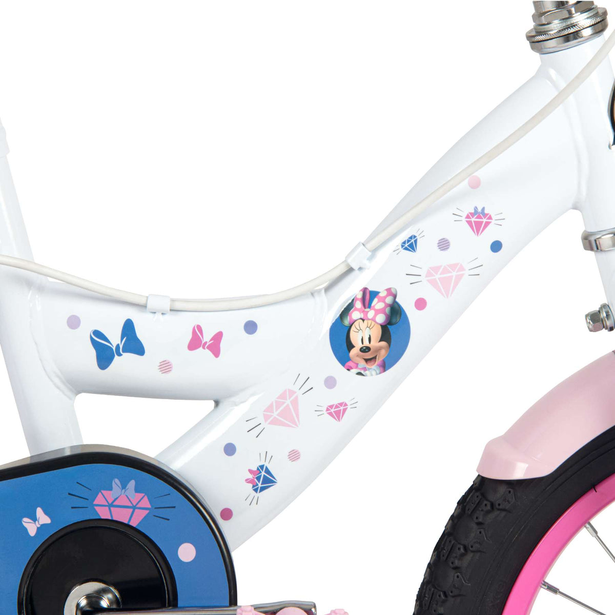 Disney Minnie Kinderfiets - Meisjes - 14 inch - Wit Roze - Twee handremmen