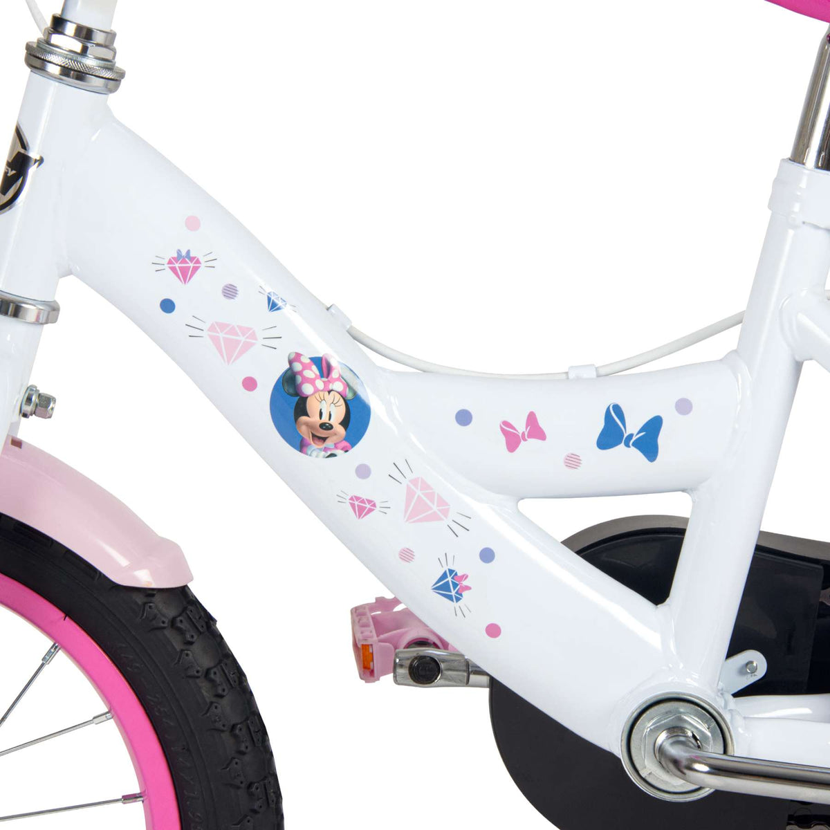 Disney Minnie Kinderfiets - Meisjes - 14 inch - Wit Roze - Twee handremmen