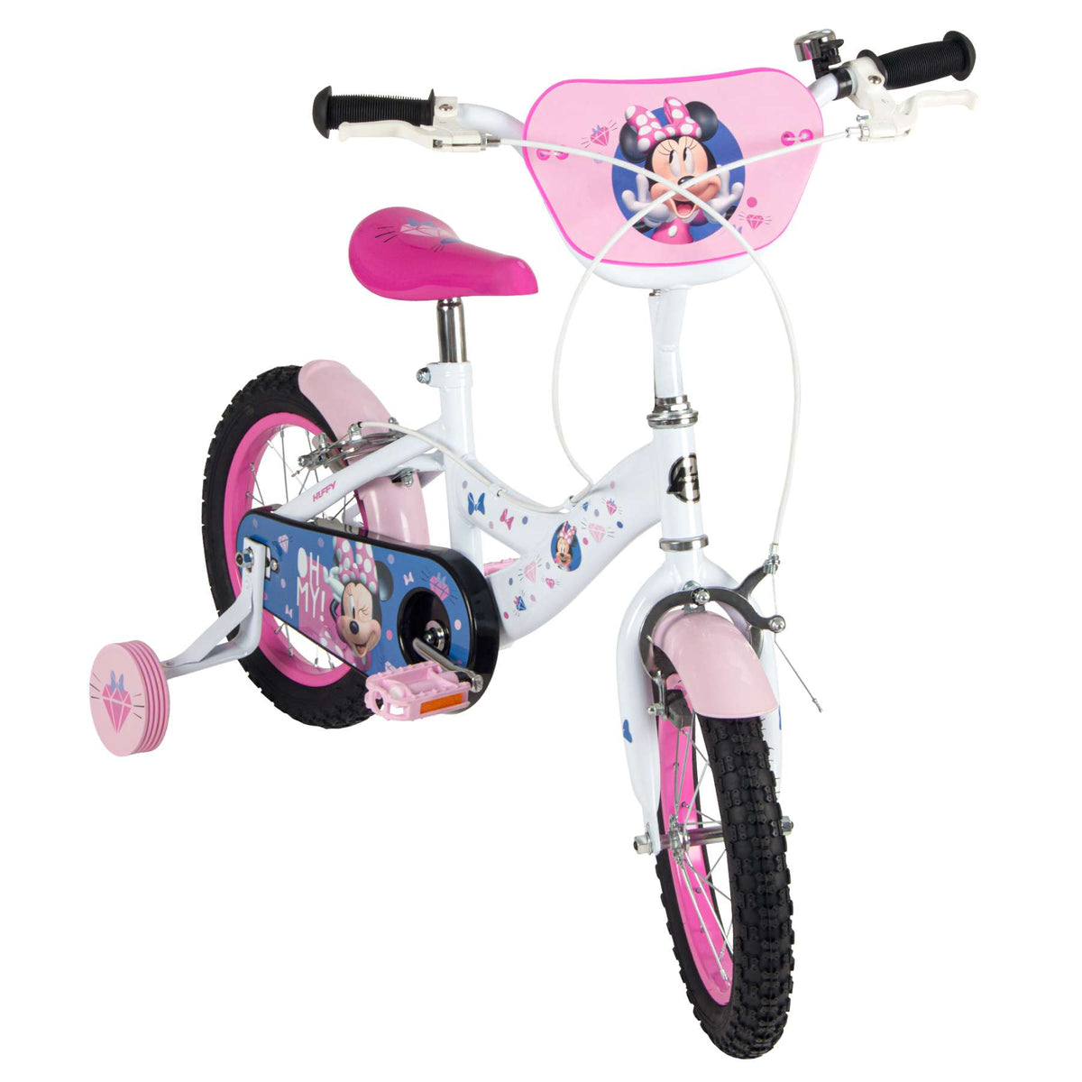Disney Minnie Kinderfiets - Meisjes - 14 inch - Wit Roze - Twee handremmen