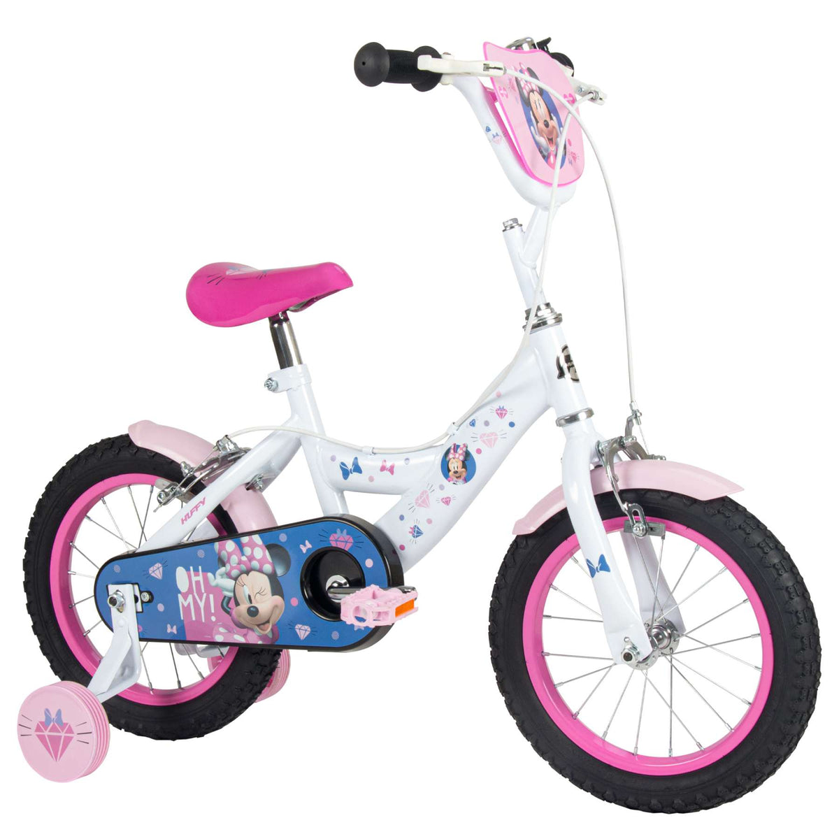 Disney Minnie Kinderfiets - Meisjes - 14 inch - Wit Roze - Twee handremmen