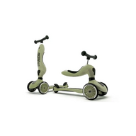 Scoot & Ride Highwaykick 1 Olive in loopfiets- en stepstand