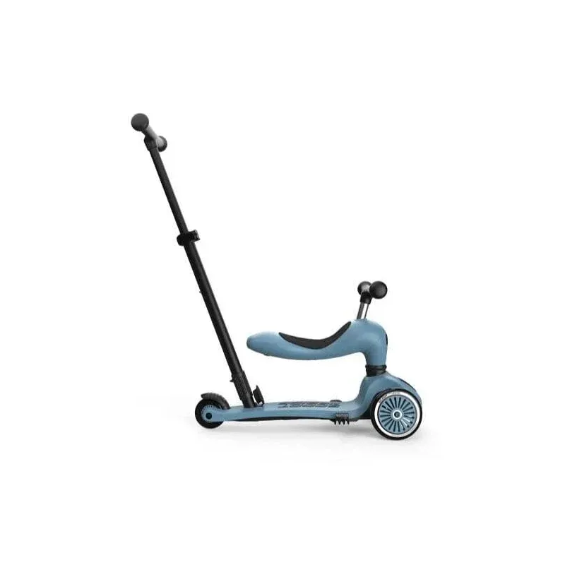 Scoot & Ride Highwaykick 1 Push & Go Steel met verstelbare ouderduwstang
