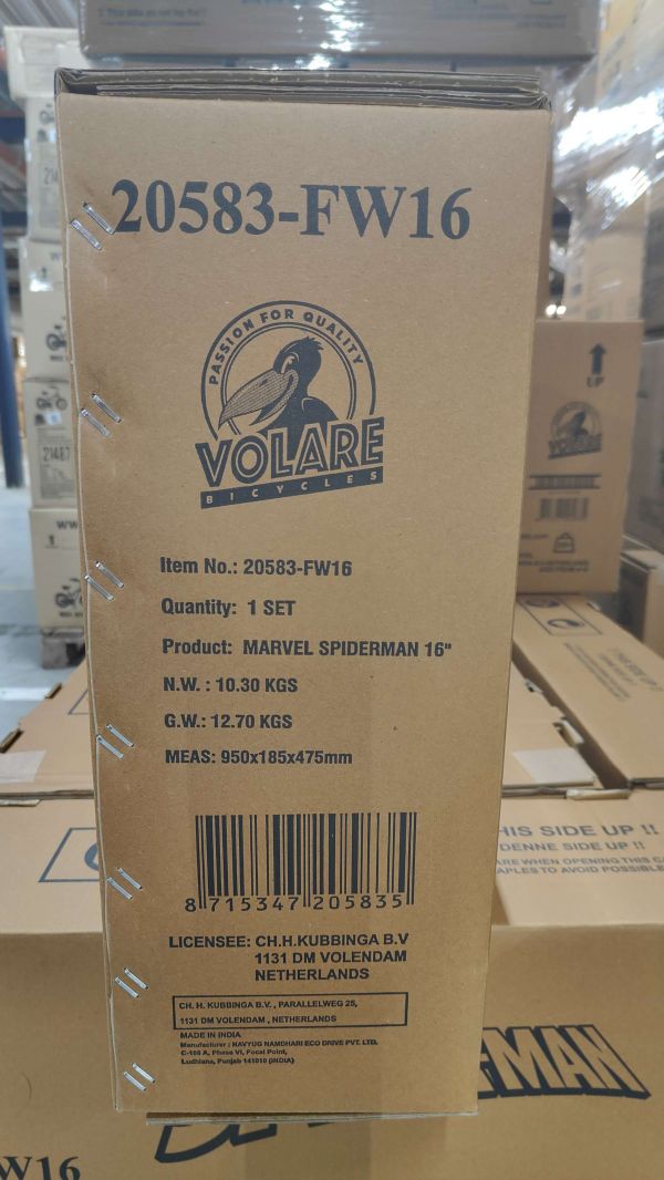 Spider-Man Kinderfiets - Jongens - 16 inch - Blauw/Rood - Twee handremmen Spider-Man Kinderfiets - Jongens - 16 inch - Blauw/Rood - Twee handremmen