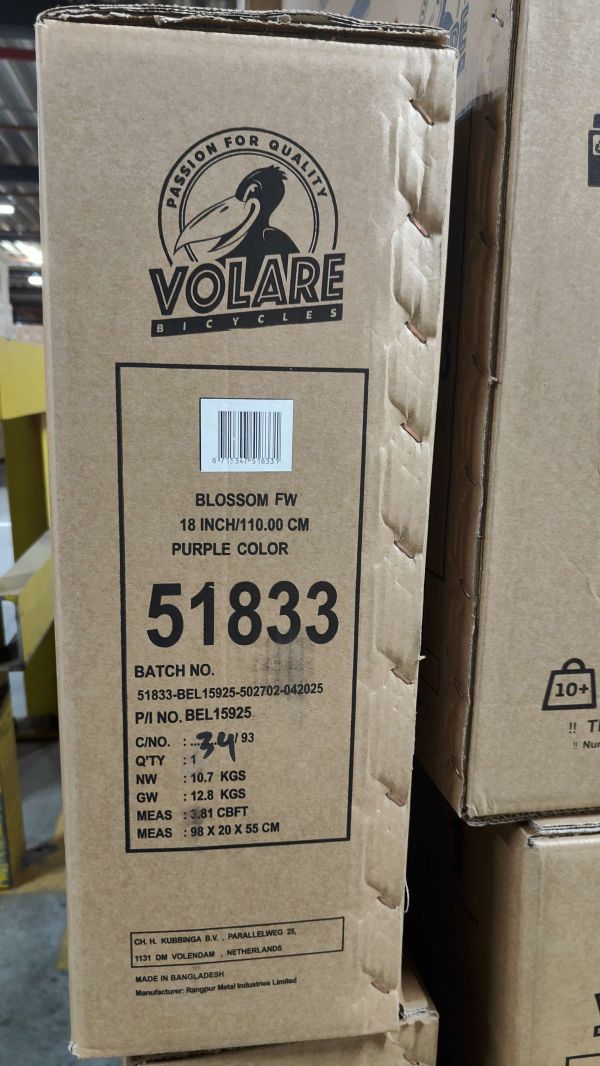 Volare Blossom Kinderfiets - Meisjes - 18 inch - Paars - Twee Handremmen