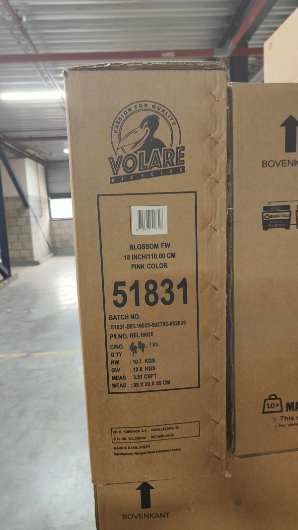 Volare Blossom Kinderfiets - Meisjes - 18 inch - Roze - Twee handremmen