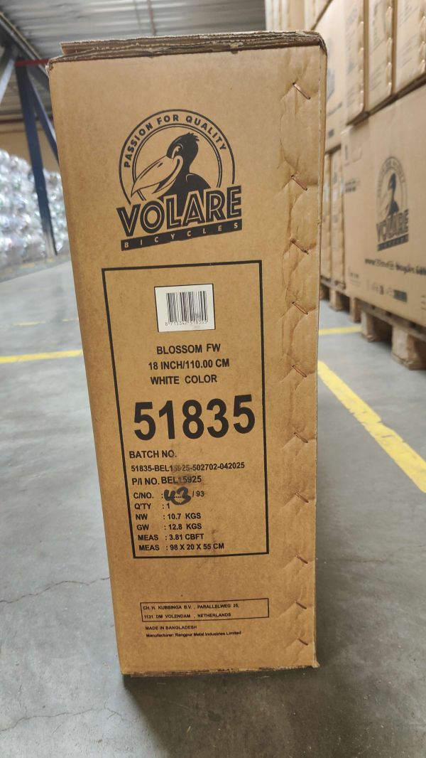 Volare Blossom Kinderfiets - Meisjes - 18 inch - Wit - Twee handremmen