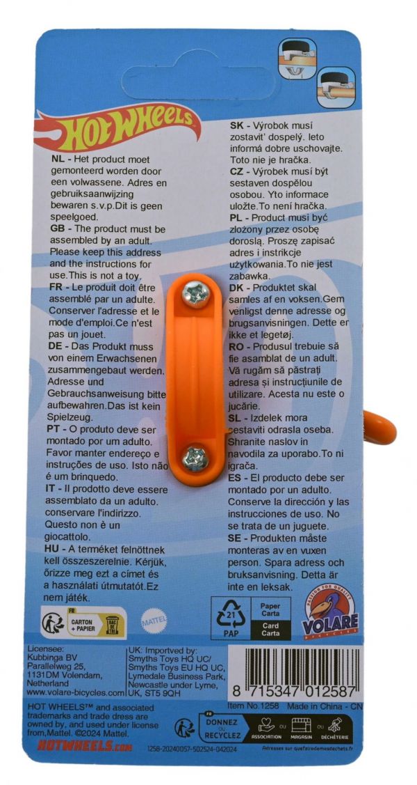 Hot Wheels Fietsbel - Jongens - Oranje - Zwart