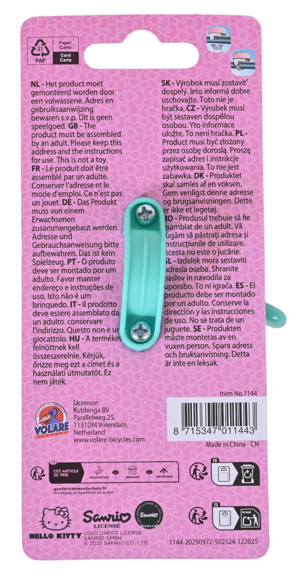 Hello Kitty Fietsbel - Meisjes - Roze