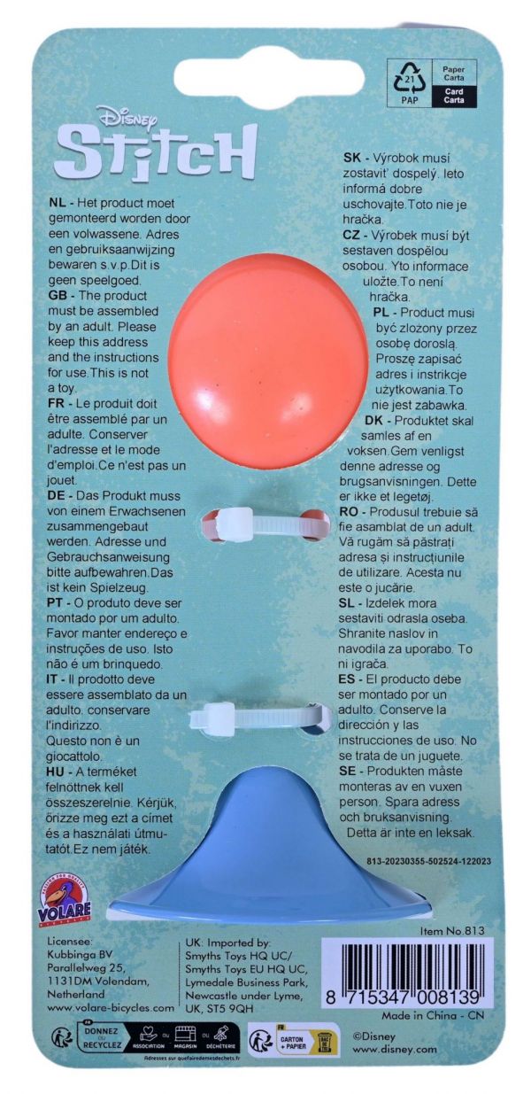 Disney Stitch Fietstoeter - Koraal Blauw / Oranje