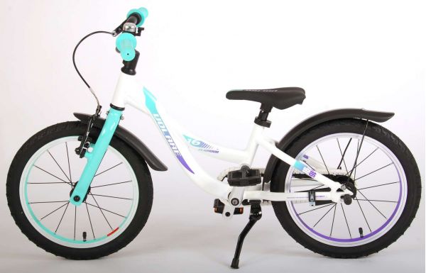 Volare Glamour Kinderfiets - Meisjes - 16 inch - Wit/Mint Groen - Prime Collection