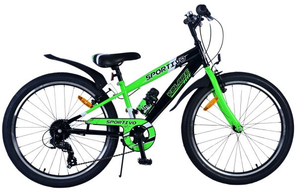 Volare Sportivo Kinderfiets - Jongens - 24 inch - 7 Speed - Zwart Groen