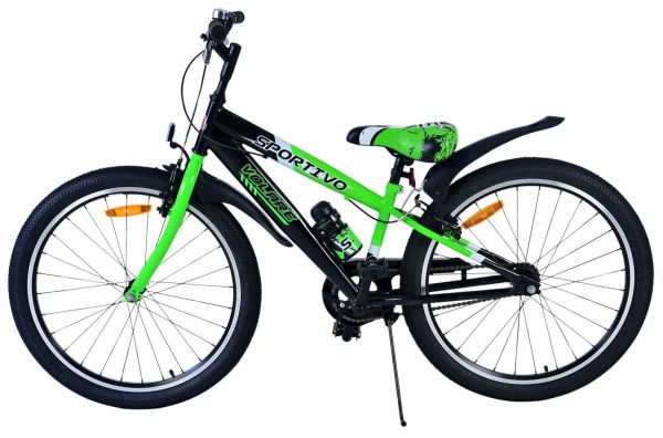 Volare Sportivo Kinderfiets - Jongens - 24 inch - Zwart Groen - Twee Handremmen