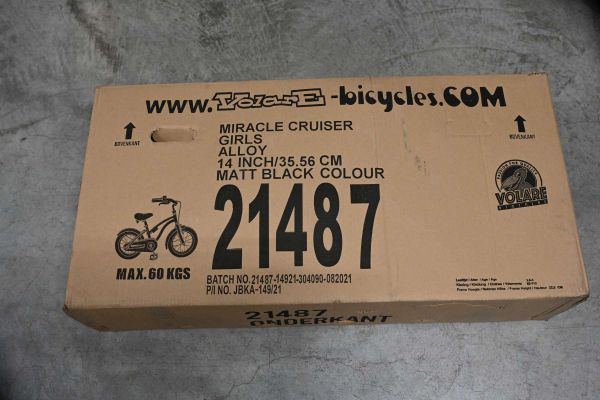 Volare Miracle Kinderfiets - Meisjes - 14 inch - Mat Zwart - Prime Collection Volare Miracle Kinderfiets - Meisjes - 14 inch - Mat Zwart - Prime Collection