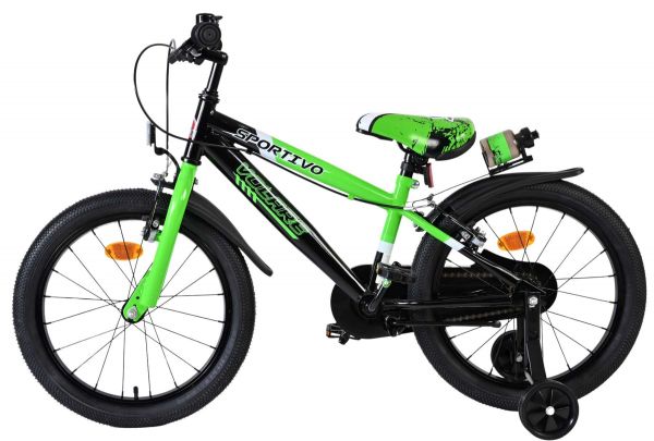 Volare Sportivo Kinderfiets - Jongens - 18 inch - Groen Zwart - Twee Handremmen