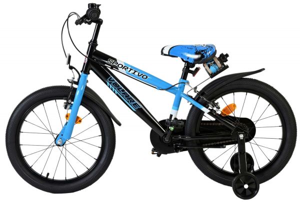 Volare Sportivo Kinderfiets - Jongens - 18 inch - Blauw Zwart - Twee Handremmen
