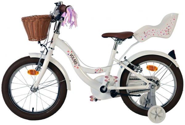 Volare Blossom Kinderfiets - Meisjes - 16 inch - Wit - Twee Handremmen