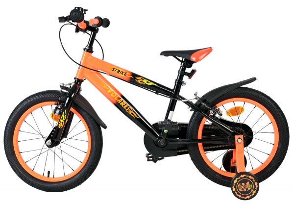 Volare Strike Kinderfiets - Jongens - 16 inch - Zwart Oranje - Twee Handremmen