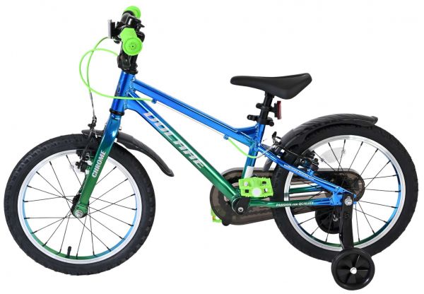 Volare Chrome Kinderfiets - Jongens - 16 inch - Blauw Groen - Twee Handremmen