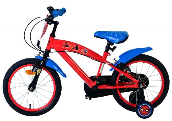 Spider-Man Kinderfiets - Jongens - 16 inch - Blauw/Rood - Twee handremmen Spider-Man Kinderfiets - Jongens - 16 inch - Blauw/Rood - Twee handremmen