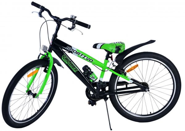 Volare Sportivo Kinderfiets - Jongens - 24 inch - Zwart Groen - Twee Handremmen