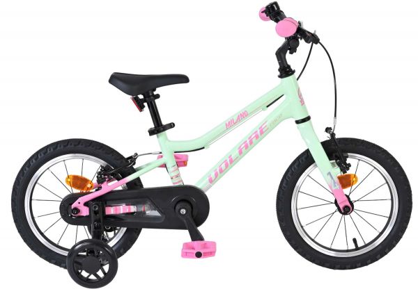 Volare Milano Kinderfiets - Meisjes - 14 inch - Mintgroen - Twee handremmen