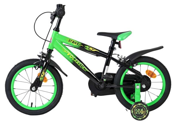 Volare Strike Kinderfiets - Jongens - 14 inch - Zwart Groen - Twee handremmen
