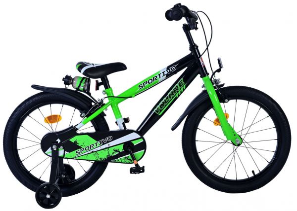 Volare Sportivo Kinderfiets - Jongens - 18 inch - Groen Zwart - Twee Handremmen