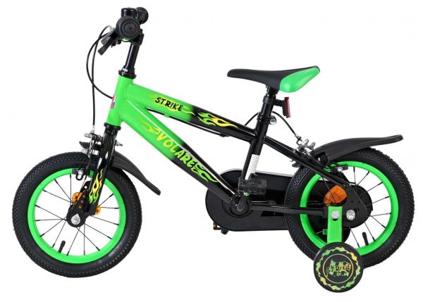 Volare Strike Kinderfiets - Jongens - 12 inch - Zwart Groen - Twee Handremmen