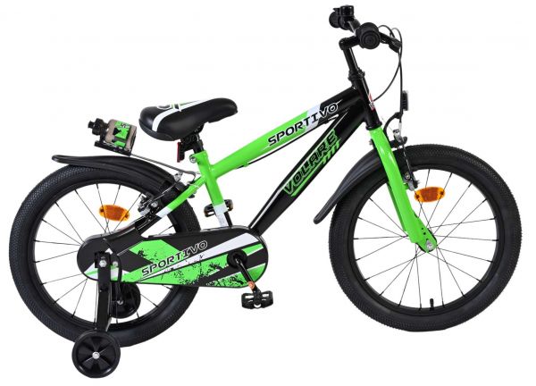 Volare Sportivo Kinderfiets - Jongens - 18 inch - Groen Zwart - Twee Handremmen