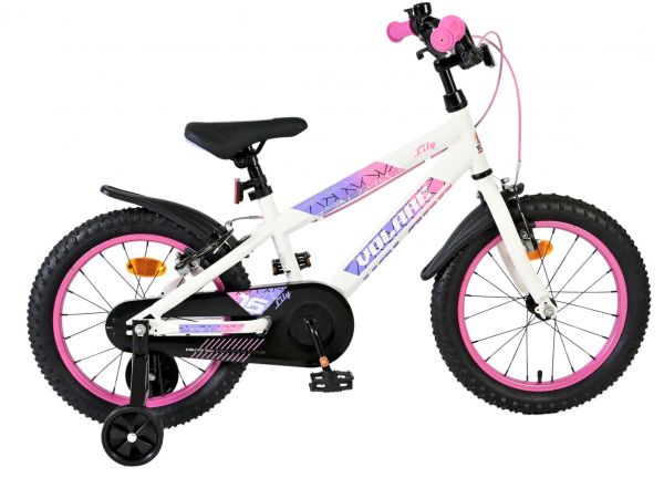 Volare Lily Kinderfiets - Meisjes - 16 inch - Wit Roze Paars - Twee Handremmen