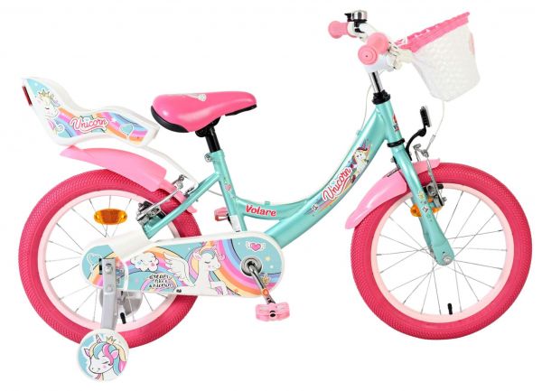 Volare Unicorn Kinderfiets - Meisjes - 16 inch - Groen - Twee Handremmen