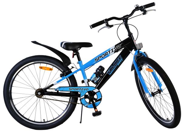 Volare Sportivo Kinderfiets - Jongens - 24 inch - Zwart Blauw - Twee Handremmen