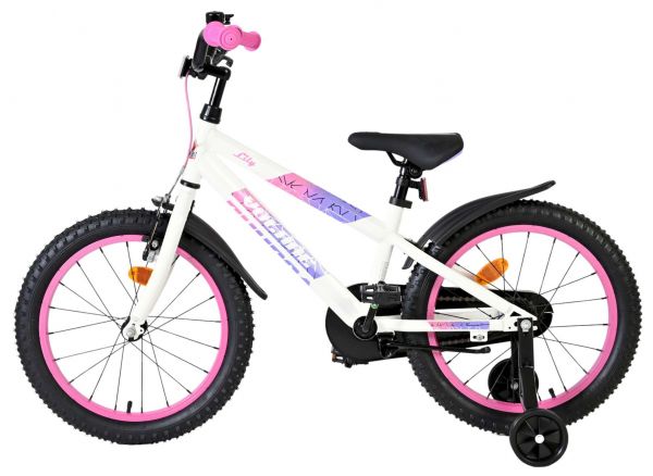 Volare Lily Kinderfiets - Meisjes - 18 inch - Wit Roze Paars - Twee handremmen